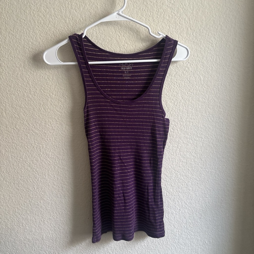 Old Navy Purple Ribbed Fitted Tank Top